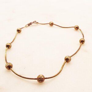 VINTAGE STERLING SPACER BEADS ON ROUND HERRINGBONE LAYERING BRACELET 21